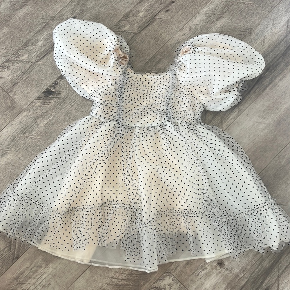 Joyfolie Mia Joy Girls Glenn Babydoll Dress Color: Cream/Black Size: Girls 12
